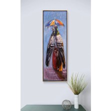 Simurg Sanatevi Güvercinlerin Yağmurda Aşk Yağlı Boya Tablosu - Tuval Üzerine El Yapımı - 40 x 120 cm