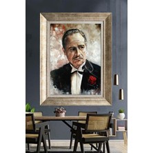 Giyense Tablo The Godfather Vito Corleone Yağlı Boya Görünümlü Çerçeveli Tablo Sinema ve Film Duvar Dekoru