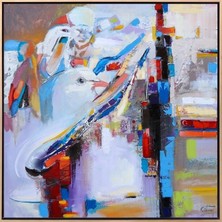 Simurg Sanatevi Özgürlüğe Giden Yol Yağlı Boya Tablosu - Tuval Üzerine El Yapımı - 120 x 120 cm