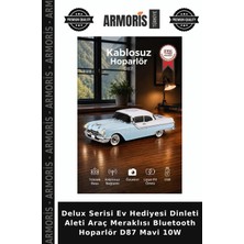 Armoris Delux Serisi Ev Hediyesi Dinleti Aleti Araç Meraklısı Bluetooth Hoparlör D87 Mavi 10W