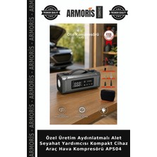Armoris Özel Üretim Aydınlatmalı Alet Seyahat Yardımcısı Kompakt Cihaz Araç Hava Kompresörü APS04