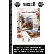 Armoris Delux Serisi Sunum Hatıra Sanat Fotoğraf Kağıdı A4 Luster 260 gr 21X30 50 Sayfa Yarı Mat