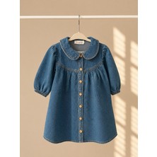 Bebe Yaka Denim Elbise