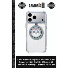 Armoris Yeni Nesil Manyetik Koruma Kedi Severler Stil Sahibi iPhone 18 Pro Max Nimmy Telefon Kılıfı 3D