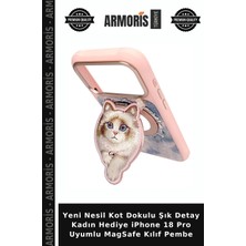 Armoris Yeni Nesil Kot Dokulu Şık Detay Kadın Hediye iPhone 18 Pro Uyumlu Magsafe Kılıf Pembe