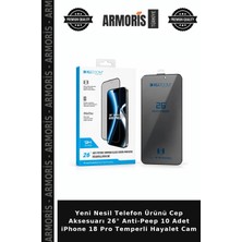 Armoris Yeni Nesil Telefon Ürünü Cep Aksesuarı 26° Anti-Peep 10 Adet iPhone 18 Pro Temperli Hayalet Cam