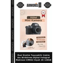 Armoris Özel Üretim Taşınabilir Çekim Anı Biriktirme Dijital Fotoğraf Makinesi CMR42 Siyah 2k 128GB