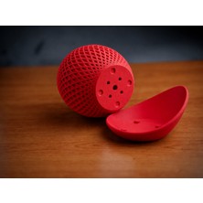 Bezos 3D Baskı Küre Saksı - Kafes Dokulu Iki Parçalı Dekoratif Saksı - Kırmızı-Kırmızı BZS10