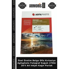 Armoris Özel Üretim Belge Ofis Kırtasiye Agfaphoto Fotoğraf Kağıdı 270GR 20'li A4 Inkjet Kağıt Parlak