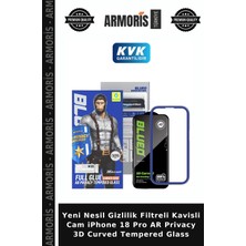 Armoris Yeni Nesil Gizlilik Filtreli Kavisli Cam iPhone 18 Pro Ar Privacy 3D Curved Tempered Glass