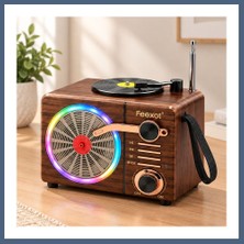 Bezos Işıklı Retro Bluetooth Fm Radyo Hoparlör - USB & Type-C Şarjlı BZS10