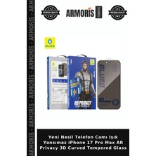 Armoris Yeni Nesil Telefon Camı Işık Yansımaz iPhone 17 Pro Max Ar Privacy 3D Curved Tempered Glass