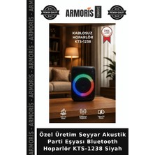 Armoris Özel Üretim Seyyar Akustik Parti Eşyası Bluetooth Hoparlör KTS-1238 Siyah