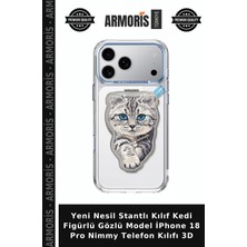 Armoris Yeni Nesil Stantlı Kılıf Kedi Figürlü Gözlü Model Iphone 18 Pro Nimmy Telefon Kılıfı 3D