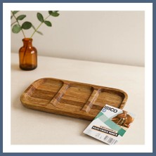 Bezos Akasya 3 Bölmeli Ahşap Servis Tepsisi 25X14 cm BZS10