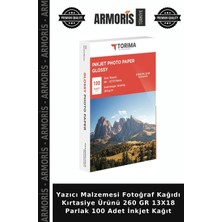 Armoris Yazıcı Malzemesi Fotoğraf Kağıdı Kırtasiye Ürünü 260 gr 13X18 Parlak 100 Adet Inkjet Kağıt