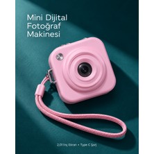 HemenGo 1. Cep Boy Pembe Dijital Fotoğraf Makinesi 2,01 Inç Ekran ve Type C Şarj Hmngoakllıbyi