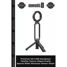 Armoris Premium XO-C208 Karabinalı Telefon Tutucu Klipsli Pratik Aparat Mobil Aksesuar Kemer Klipsi