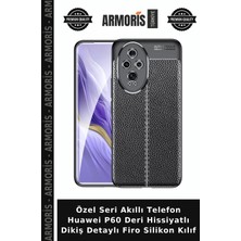 Armoris Özel Seri Akıllı Telefon Huawei P60 Deri Hissiyatlı Dikiş Detaylı Firo Silikon Kılıf