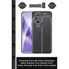 Armoris Premium Pura 80 Ultra Hissiyatlı Dikiş Detaylı Firo Silikon Kılıf Cihaz Koruma Cep Kılıfı Arka Kapak