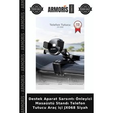 Armoris Destek Aparat Sarsıntı Önleyici Masaüstü Standı Telefon Tutucu Araç Içi JX068 Siyah