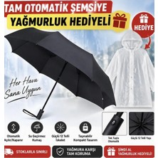 Searock Otomatik Açılır Kapanır Katlanır Şemsiye, Siyah, Rüzgar Geçirmez Gövde, Unisex