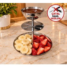 Sunvera Çelik 3 Katlı Paslanmaz Çelik Fondü Sunumluğu, Çok Amaçlı Dekoratif Servis Standı, Meyvelik, Çerezlik, Kahvaltılık, Tatlılık ve Makyaj Düzenleyici, Gümüş, 1 Adet