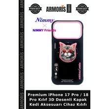 Armoris Premium iPhone 17 Pro / 18 Pro Kılıf 3D Desenli Kapak Kedi Aksesuarı Cihaz Kılıfı