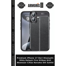 Armoris Premium iPhone 17 Deri Hissiyatlı Dikiş Detaylı Firo Silikon Kılıf Aksesuar Cihaz Koruma Stil Sahibi