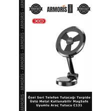Armoris Özel Seri Telefon Tutacağı Torpido Üstü Metal Katlanabilir Magsafe Uyumlu Araç Tutucu C131