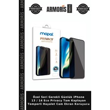 Armoris Özel Seri Gerekli Günlük iPhone 13 / 14 Eco Privacy Tam Kaplayan Temperli Hayalet Cam Ekran Koruyucu