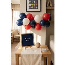 Partixa Yılın Çaylağı 1 Yaş Doğum Günü Süsleme Mini Set Koyu Mavi Keçe Yazı Panosu Standlı Balon Zincirli Spor Konsepti