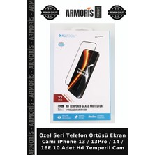 Armoris Özel Seri Telefon Örtüsü Ekran Camı iPhone 13 / 13PRO / 14 / 16E 10 Adet Hd Temperli Cam