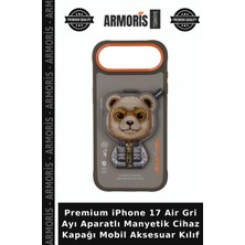 Armoris Premium iPhone 17 Air Gri Ayı Aparatlı Manyetik Cihaz Kapağı Mobil Aksesuar Kılıf