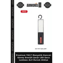 Armoris Premium YH17 Manyetik Kancalı Güneş Enerjili Şarjlı LED Gece Lambası Acil Durum Atölye