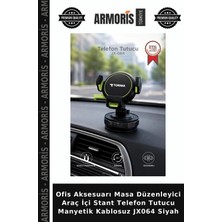 Armoris Ofis Aksesuarı Masa Düzenleyici Araç Içi Stant Telefon Tutucu Manyetik Kablosuz JX064 Siyah
