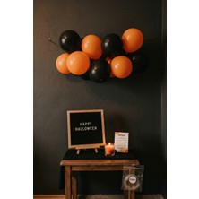 Partixa Cadılar Bayramı Halloween Süsleme Mini Set Siyah Keçe Yazı Panosu Standlı Balon Zincirli