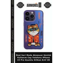 Armoris Özel Seri Moda Aksesuar Günlük Kullanım Cep Telefonu iPhone 15 Pro Uyumlu Silikon Kılıf 3D