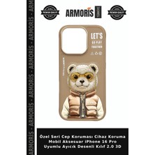 Armoris Özel Seri Cep Koruması Cihaz Koruma Mobil Aksesuar iPhone 16 Pro Uyumlu Ayıcık Desenli Kılıf 2.0 3D