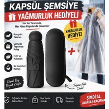 Searock Taşınabilir Mini Kapsül Şemsiye, Siyah, Rüzgara Dayanıklı Kompakt Tasarım