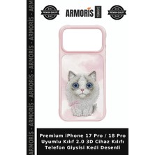 Armoris Premium iPhone 17 Pro / 18 Pro Uyumlu Kılıf 2.0 3D Cihaz Kılıfı Telefon Giysisi Kedi Desenli
