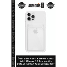 Armoris Özel Seri Mobil Koruma Cihaz Kılıfı iPhone 12 Pro Kartlık Detaylı Şeffaf Yuki Silikon Kılıf
