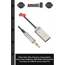 Armoris Özel Seri Oto Parçası Taşınabilir Alıcı Ses Kablosu NB-R202 Bluetooth 5.0 Aux To Usb-A Araç Çevirici