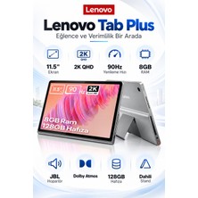 Lenovo Tab Plus 11.5 Inç 2k Qhd 90Hz Ekran, 8gb Ram, 128GB Hafıza, Mediatek Helio G99 Işlemci, 8 Jbl Hoparlör, Dolby Atmos, 8600 Mah Batarya, Ayarlanabilir Standlı Android Tablet, Luna Gri