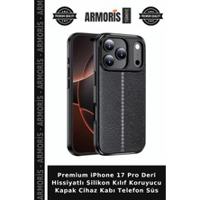Armoris Premium iPhone 17 Pro Deri Hissiyatlı Silikon Kılıf Koruyucu Kapak Cihaz Kabı Telefon Süs
