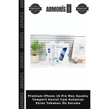 Armoris Premium iPhone 16 Pro Max Uyumlu Temperli Kavisli Cam Kullanışlı Ekran Tabakası Ön Koruma