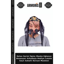 Armoris Delux Serisi Ilginç Maske Eğlence Aksesuarı Arkadaşa Hediye Lateks Saçlı Sakallı Korsan Maskesi