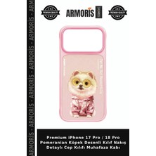 Armoris Premium iPhone 17 Pro / 18 Pro Pomeranian Köpek Desenli Kılıf Nakış Detaylı Cep Kılıfı Muhafaza Kabı