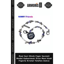 Armoris Özel Seri Minik Figür Sevimli Model Kabartmalı Ürün Mavi Kedi Figürlü Kristal Telefon Askısı