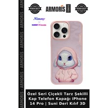 Armoris Özel Seri Çiçekli Tarz Şekilli Kap Telefon Kapağı iPhone 14 Pro | Suni Deri Kılıf 3D
